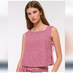 Abercrombie & Fitch Red and White Checkered Apron Top